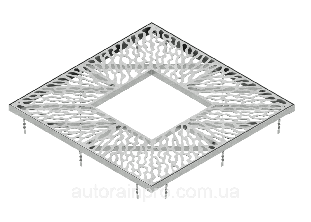 Решітка пристовбурна сталева оцинкована 800x800 з квадратним отвором рамка тип 1, фото 1