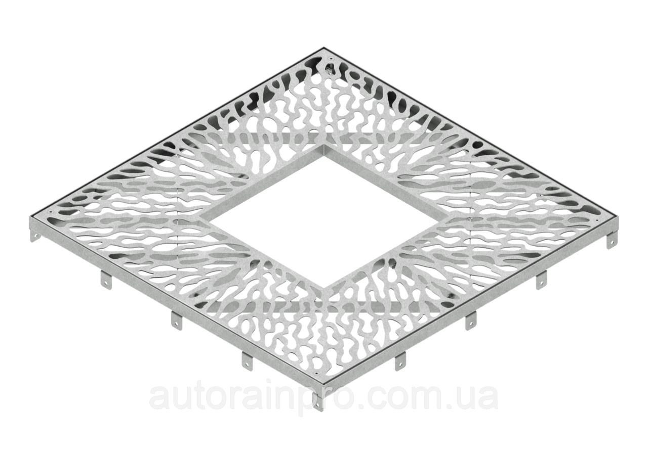 Решітка пристовбурна сталева оцинкована 800x800 з квадратним отвором рамка тип 2, фото 1