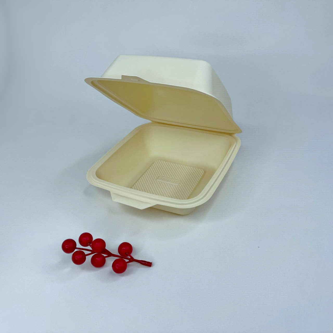 Коробка для бенто-торта, 165*165*78 мм, без вікна, "молочний беж" (кукурузний крохмаль), фото 1