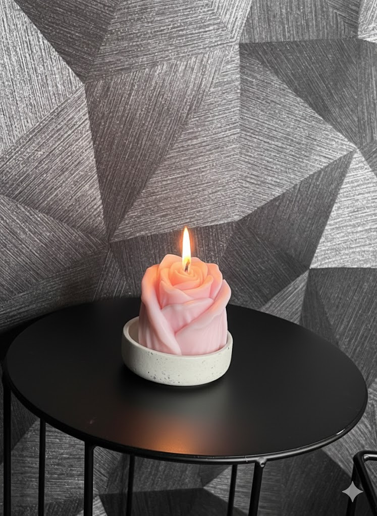 Інтер'єрна свічка у формі рожевого бутону