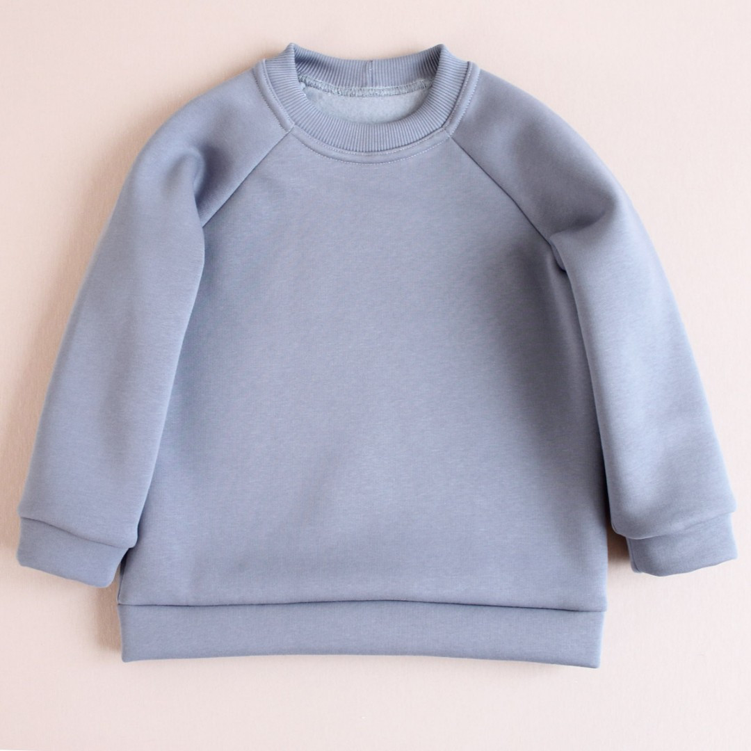 Теплий дитячий світшот сірого кольору однотонний з начісом базова модель реглан універсальний для дітей