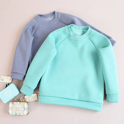 Теплий дитячий світшот сірого кольору однотонний з начісом базова модель реглан універсальний для дітей, фото 2