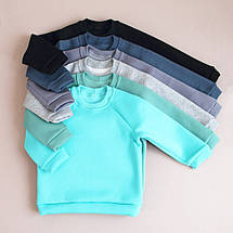 Теплий дитячий світшот сірого кольору однотонний з начісом базова модель реглан універсальний для дітей, фото 3