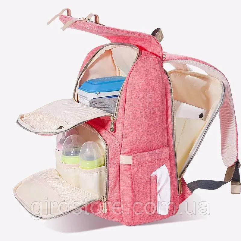 Сумка-рюкзак для мам, рюкзак-оргнайзер, рюкзак для подорожей 25 л Рожевий, фото 1
