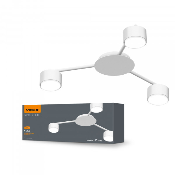 Світильник VIDEX під лампу 3xGX53 накладний Білий VL-SPF20B-W, фото 1