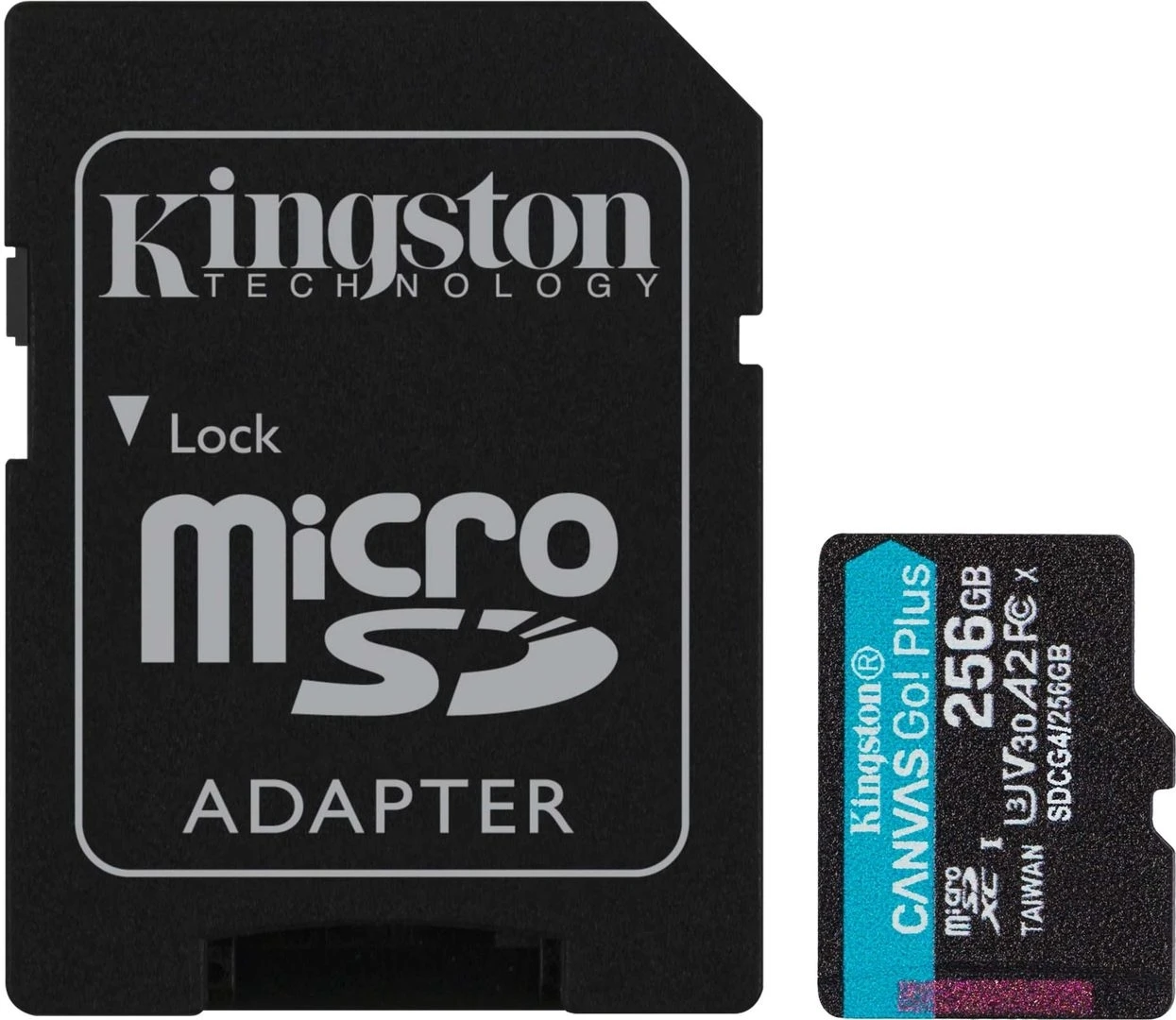 Micro SD 256GB/10 class R200Mb/s U3 V30 A2 Canvas Go! Plus Kingston+ Adapter (SDCG4/256GB)