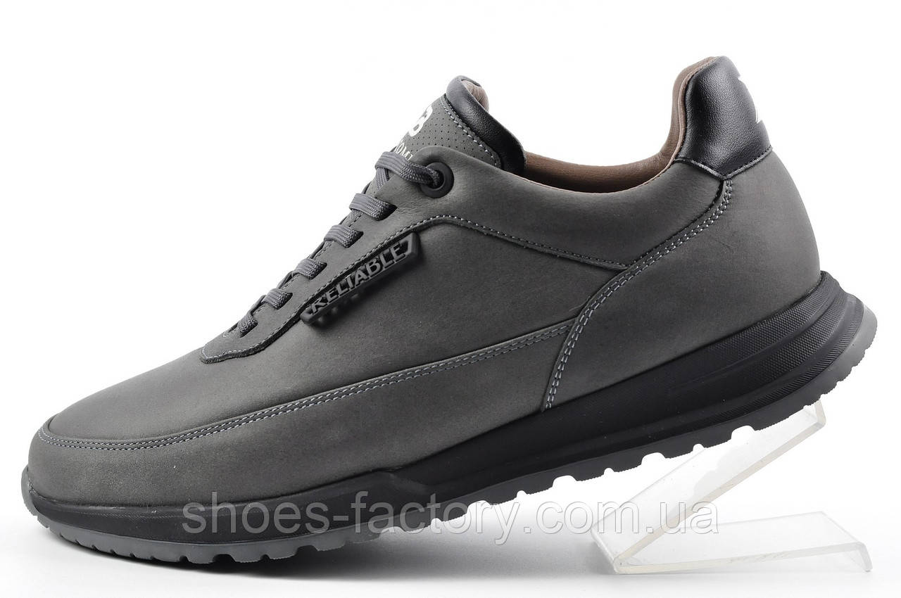 Кросівки шкіряні чоловічі Bumer сірі FR-15