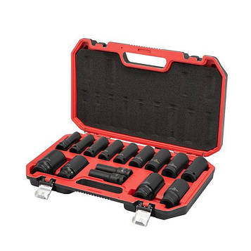 Набір головок ударних подовжених 15 од. 1/2", 10-32 мм, Cr-Mo. STORM INTERTOOL ET-8504