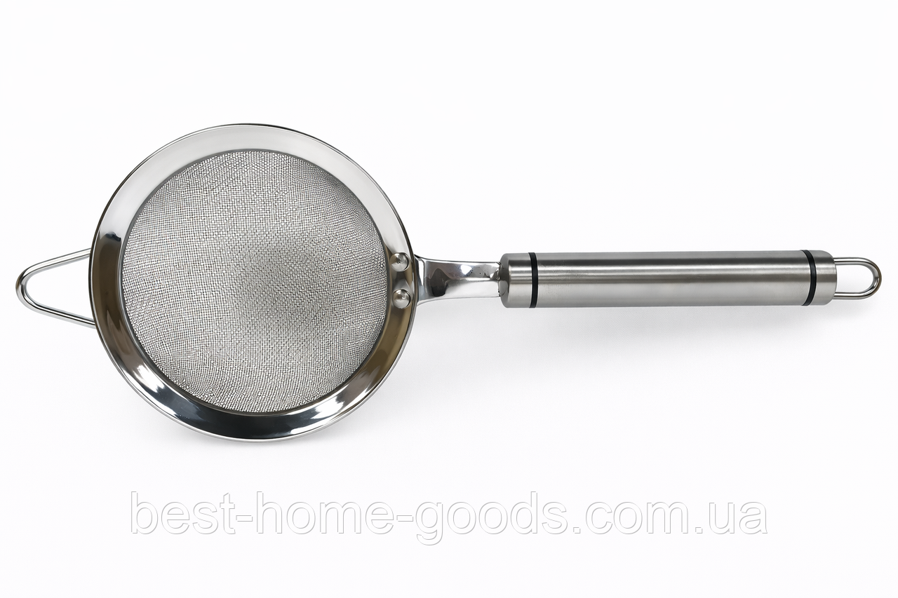 Сито з нержавіючої сталі Ø10 см для борошна, пудри, какао та чаю — кухонне сито з сталевою ручкою, фото 1