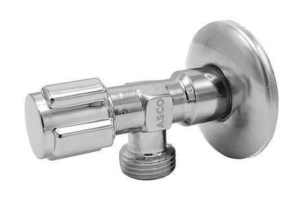 Кран кутовий для сантехприладів ASCO 1/2" х 1/2" AS-AV-021 2/100 шт, фото 1