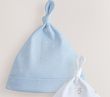 Дитяча шапочка next з вузликом для новонароджених 0-3 місяців, 1шт (блакитний в крапинку)