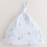 Дитяча шапочка next  з вузликом для новонароджених 0-3  місяців, 1шт (білий ведмедик)