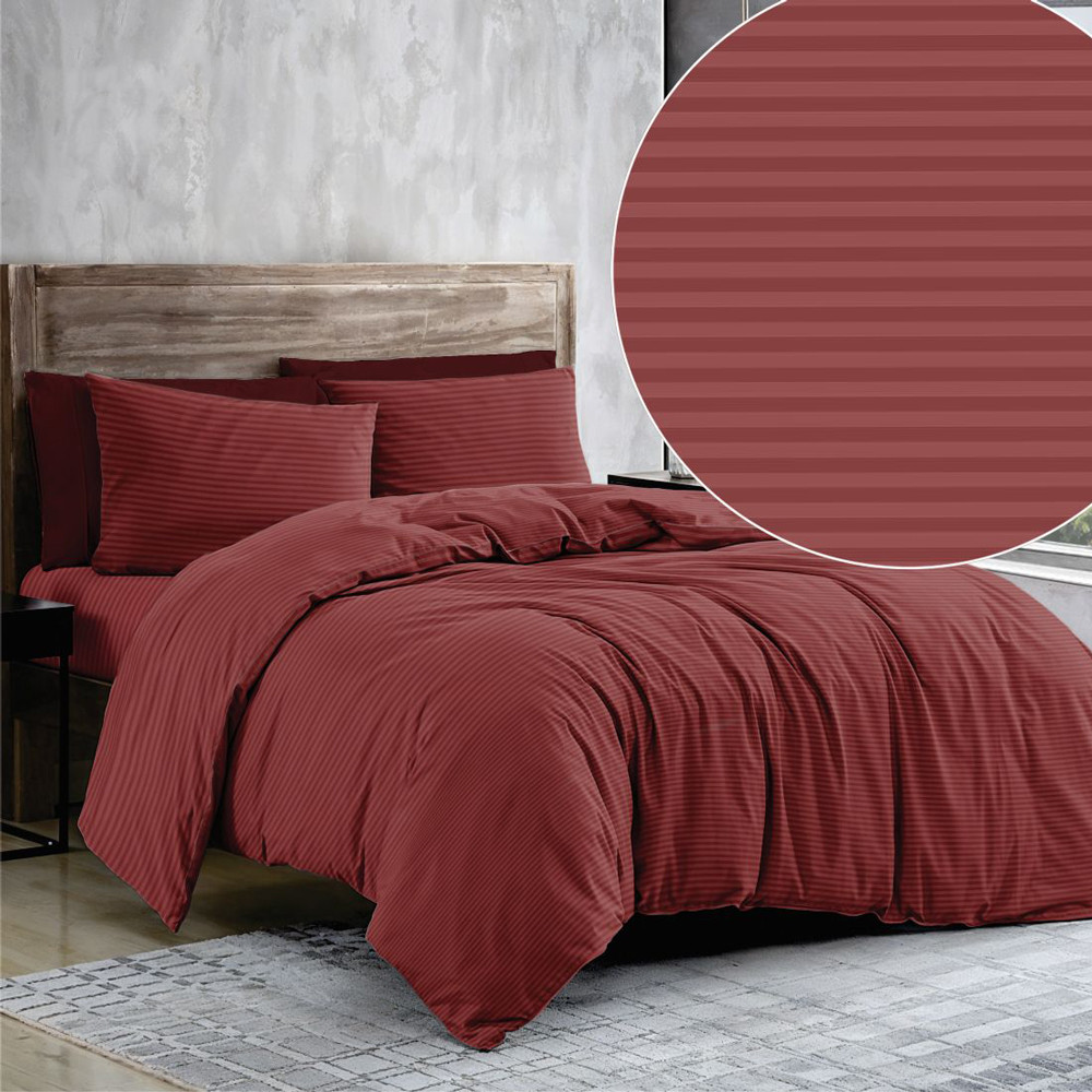 Червона однотонна в смужку тканина 220 см для постільної білизни Бязь Gold Lux, рулон 50м, Пакістан