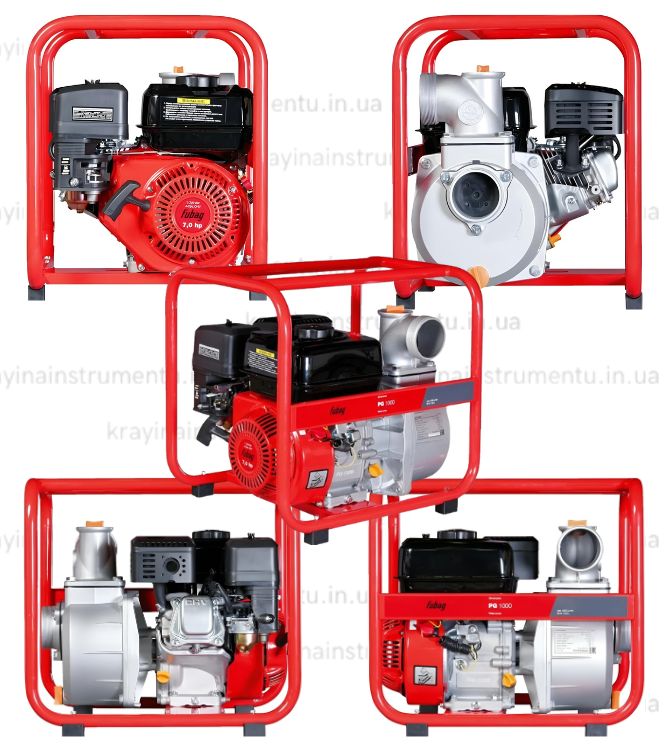 Бензинова мотопомпа 4-х тактна Fubag (5,7 к.с, 80 мм, 1000 л/хв, 212 см³), фото 1