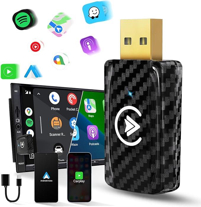 MSXTTLY SMT-AC01 - Бездротовий адаптер CarPlay Android Auto 2 в 1. Перетворює дротовий пристрій на бездротовий, фото 1