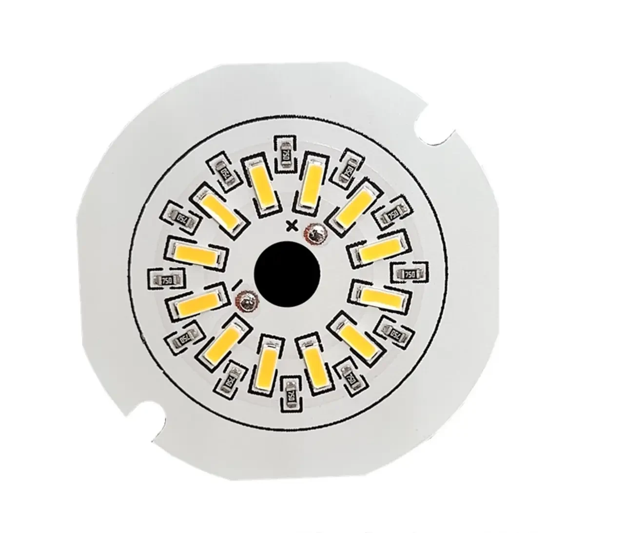 Світлодіодний LED-модуль 3Вт, 38мм AC220В плата для ремонту ламп 3Вт, 12 світлодіодів - теплий білий, фото 1