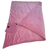 Ковдра з підігрівом від Power Bank 140х190см тепла зимова електроковдра. Велюр плюш "Рожевий"