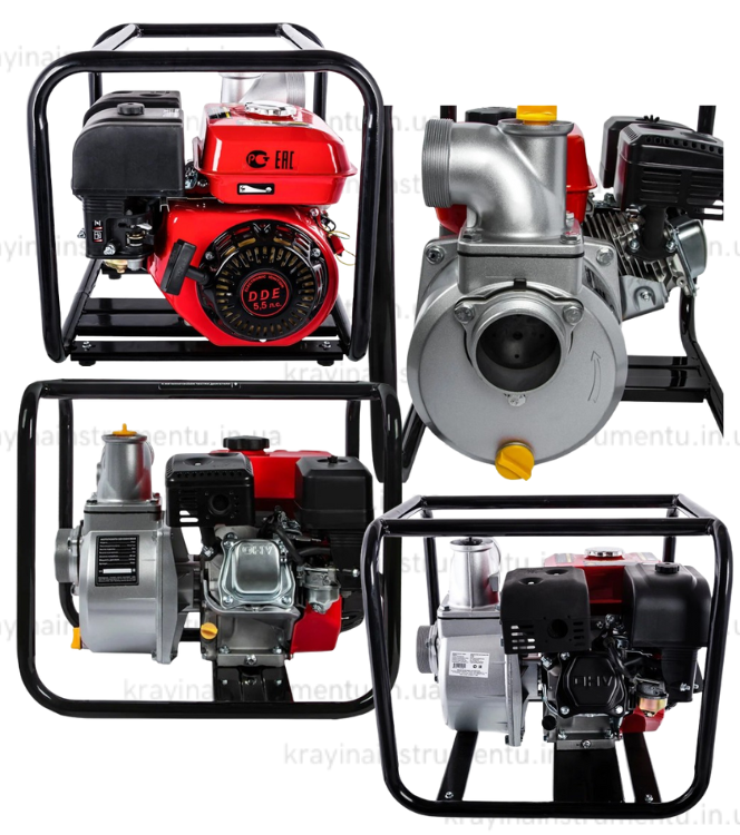 Бензинова мотопомпа 4-х тактна DDE (5,5 к.с, 80 мм, 800 л/хв, 196 см³), фото 1
