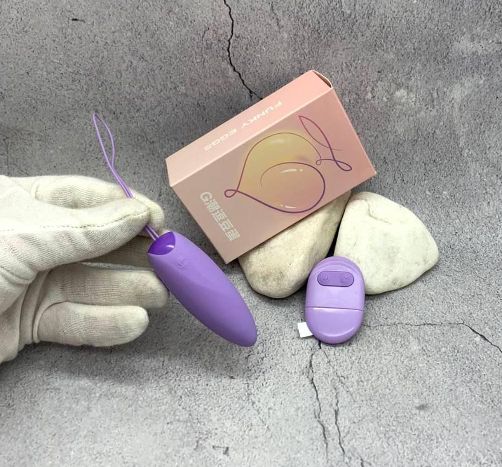 Віброяйце з пультом акумуляторне Funky G 10 режимів. Фіолетове, фото 1