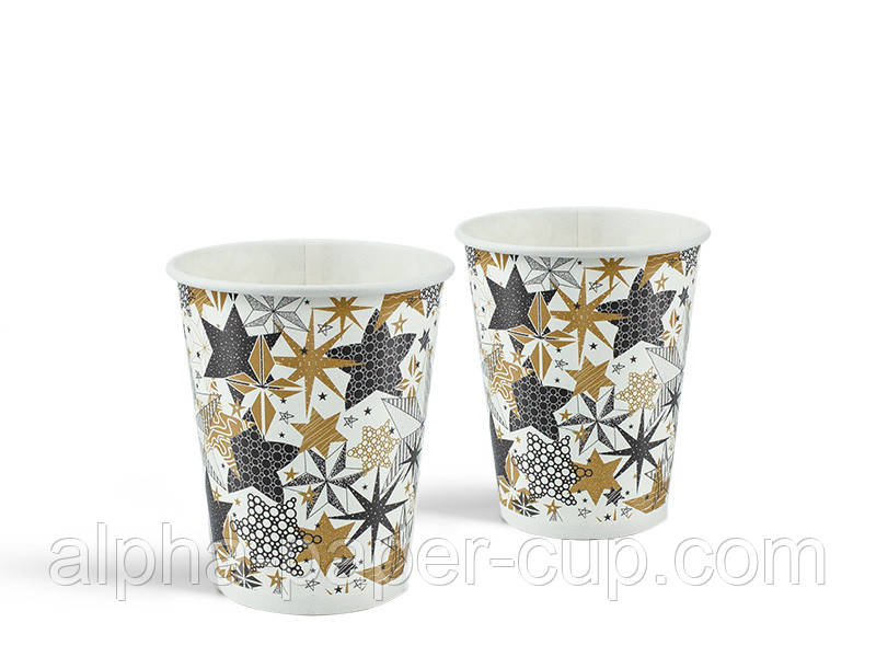 Стакан кольоровий 180 мл крейдований картон "Зірочки" d69, 50 шт/уп, 2800 шт/ящ., фото 1
