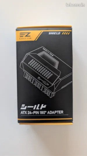 Адаптер живлення ATX 24-pin кутовий 180° з ARGB 5V для ПК чорний EZDIY-FAB, фото 1
