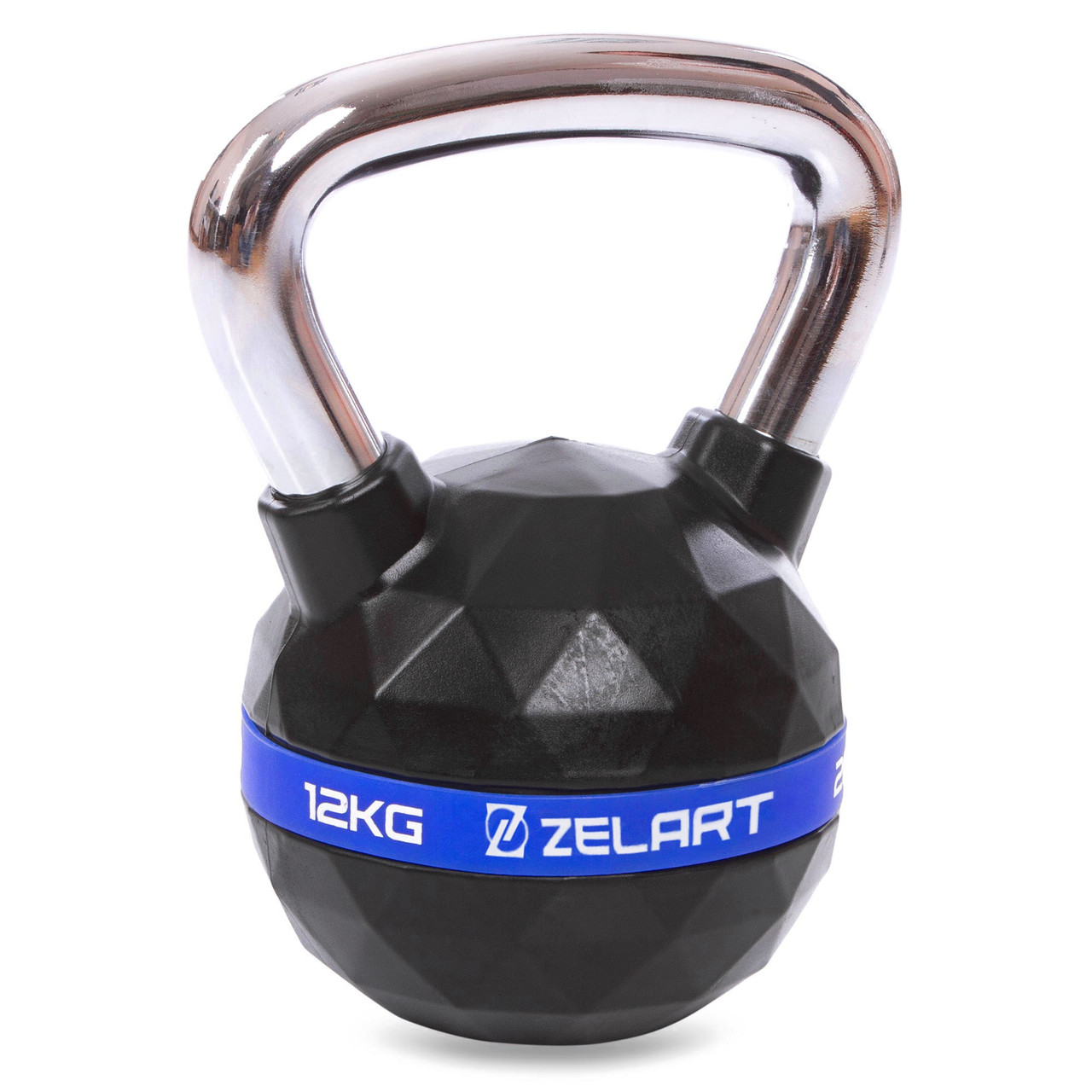 Гиря 12 кг сталева із пластиковим покриттям Zelart FI-1973-12 гиря хромована ручка  з ПВХ покриттям, фото 1