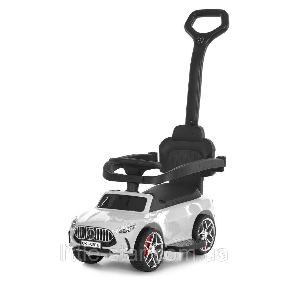 Дитяча каталка толокар М 6255, бат.ручка, музика, світло, шкіра, підсклянник, MP3, BLUETOOTH, білий