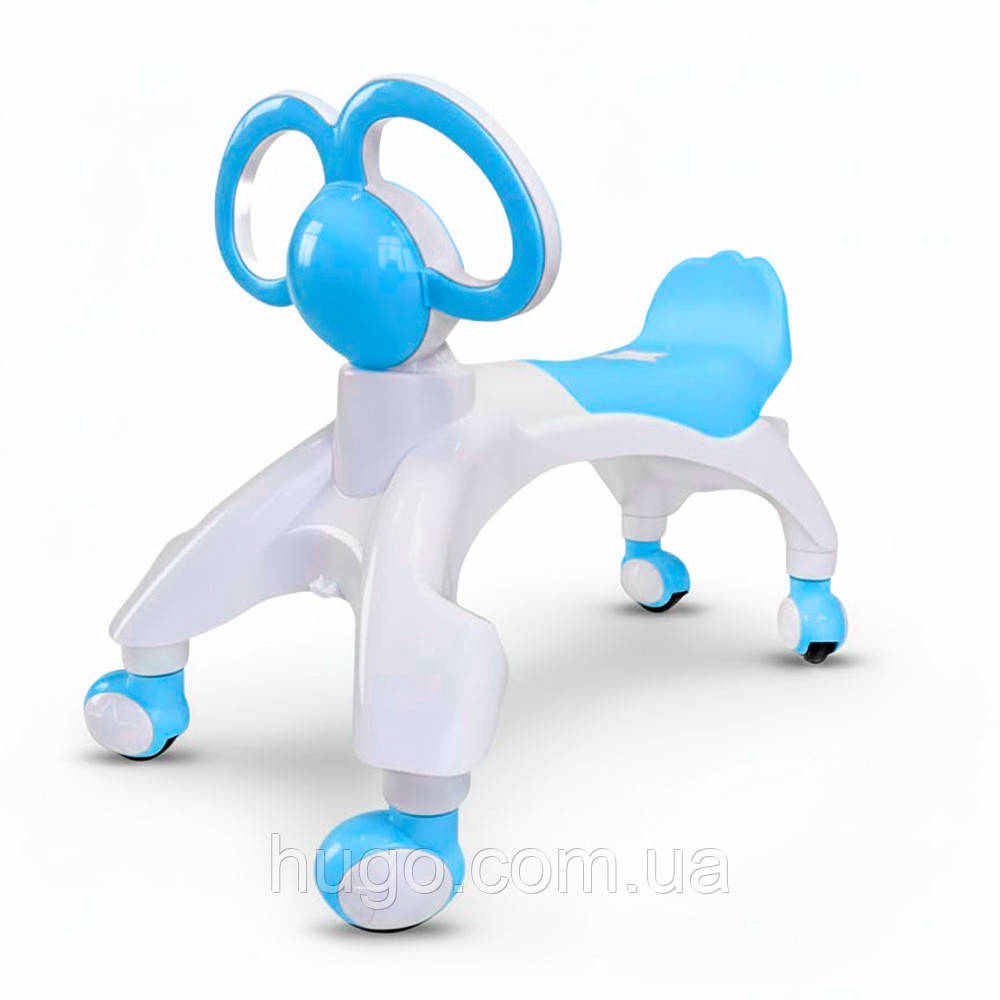Ходунки-біговел дитячі 4 колеса з вушками-ручками BABY WALKER, Блакитний / Ходунки каталка / Біговел для малюків / Smile walker, фото 1