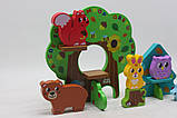 Дерев'яні блоки для дітей Чарівний ліс дитяча розвиваюча іграшка з лісовими звірями 13 деталей, фото 3
