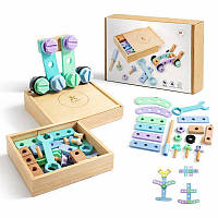 Дерев'яний конструктор з болтами та гайками набір інструментів дерев'яний для дітей 24 елементи