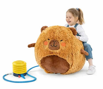 Надувна плюшева іграшка Пуф (м'яч) Капібара 50 см +насос в подарунковій коробці Саморозпаковується