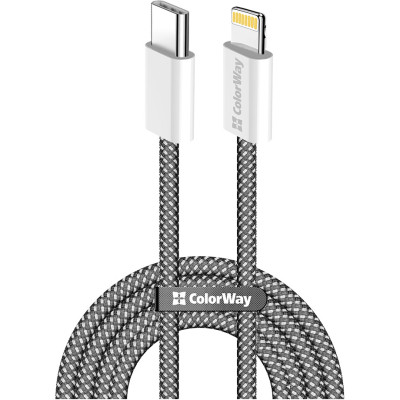 Дата кабель USB-C to Lightning 1.0m 27W black ColorWay (CW-CBPDCL061-BK), фото 1