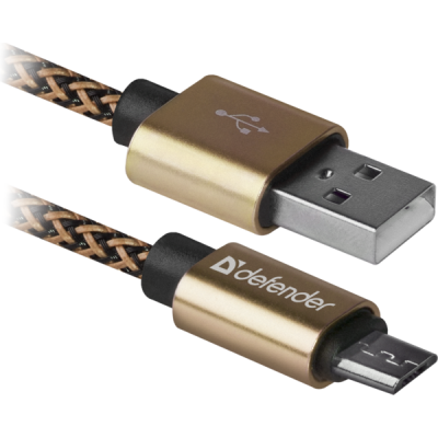 Дата кабель USB 2.0 AM to Micro 5P 1.0m USB08-03T gold Defender (87800), фото 1