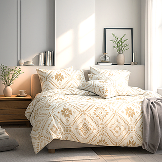 Комплект постільної білизни SoundSleep Rioba сатин Двоспальний євро 200х220 см бежевий (2800004516570) (2800004516570_MG)