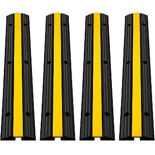 VEVOR Cable Ramp 4 шт. 1-канальний кабельний міст Кабельний килимок 100x15x3 см Протектор кабелю з ПВХ і гуми;