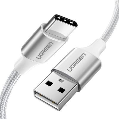 Дата кабель USB 2.0 AM to USB-C 1.0m aluminum braid US288 white Ugreen (60131), фото 1