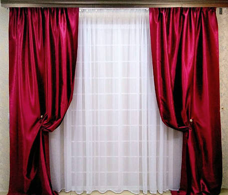 Штори портьєрні Шанзалізе Вишня (2 штори), фото 1