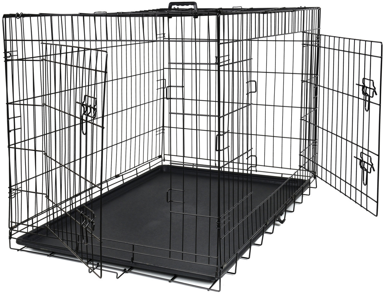 Клітка для тварин Funfit XXL (107х70х77 см), металева , чорна, транспортна, з висувним піддоном, для собак і котів, фото 1