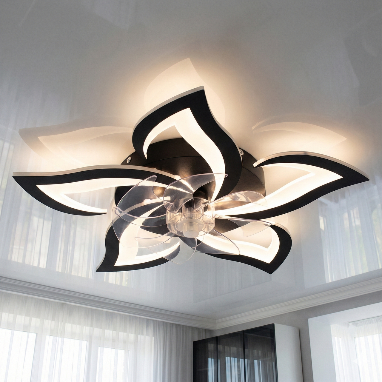 Люстра-вентилятор Лотос Link 72W до 18 м² колір Чорний 10581, фото 1