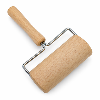Дерев’яний валик для розкочування тіста 19 см — компактний кухонний ролик із бука з металевими кріпленнями