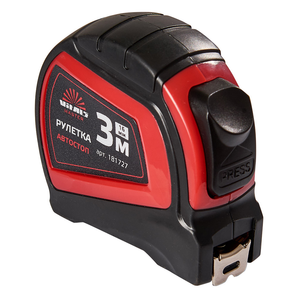 Рулетка 3 м × 16 мм автостоп Vitals Master, фото 1