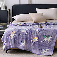 Плед світиться в темряві День-ніч 150х200 см Покривало Мікрофібра (Єдиноріг)