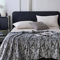 Плед світиться в темряві День-ніч 150х200 см Покривало Мікрофібра (Сірий з Ейфелевою вежею)