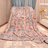 Плед світиться в темряві День-ніч 150х200 см Покривало Мікрофібра (Рожевий з котиками), фото 2