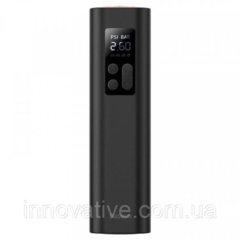 Автомобільний компресор Baseus Super Mini Inflator Pump 12V з ліхтариком та автостопом (Чорний), фото 1