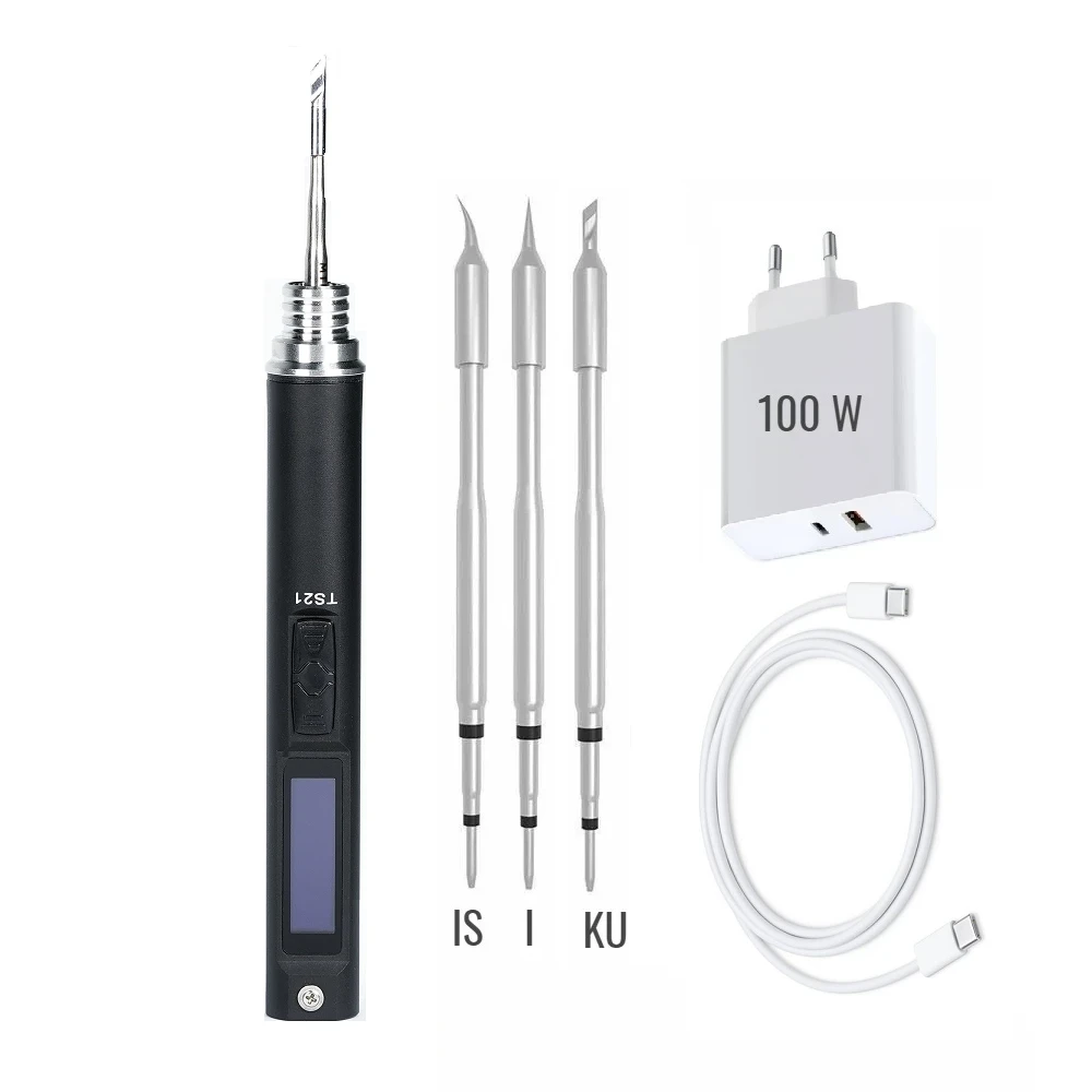 Паяльник Miniware TS21 живлення USB Type-C + 3 жала типу С210 KU,IS,I — З Блоком живлення 100W, фото 1