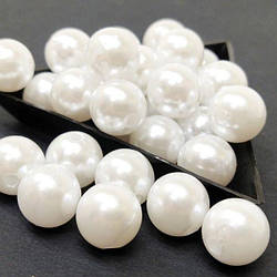 (20 грам) Перли бусини пластик Ø12мм, Колір - Білий теплий