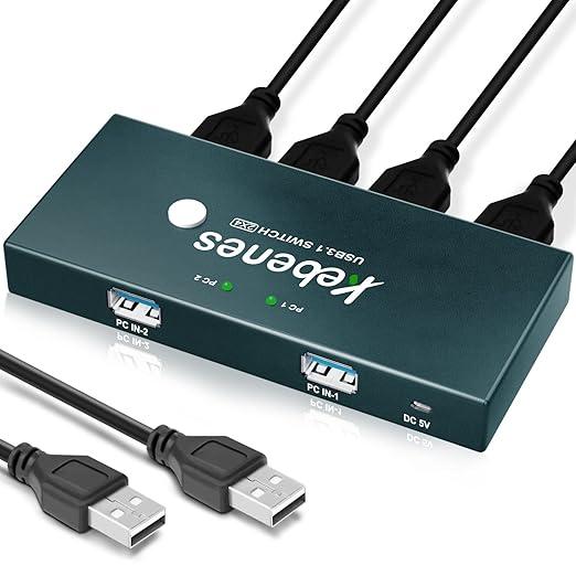 USB-переключатель 2 входа 4 выхода, USB 3.0 коммутатор для совместного использования 4 устройств между 2 компьютерами, фото 1