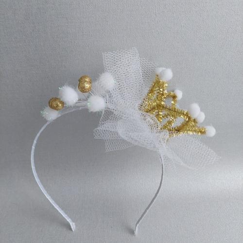 Красива легка корона Принцеси з гілочкою на обручі золото ручна робота (210129), фото 1