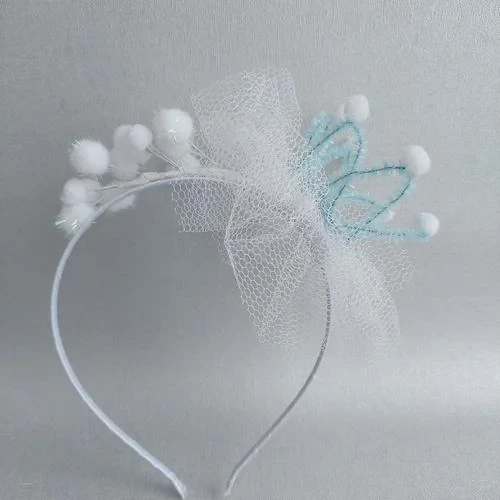 Красива легка корона Принцеси з гілочкою на обручі блакитна ручна робота (210116), фото 1